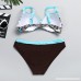 Rambling Lovely Women's Print Sling Bikini Swimsuit,Padded Push-up Bra Bikini Set Swimwear Beachwear L